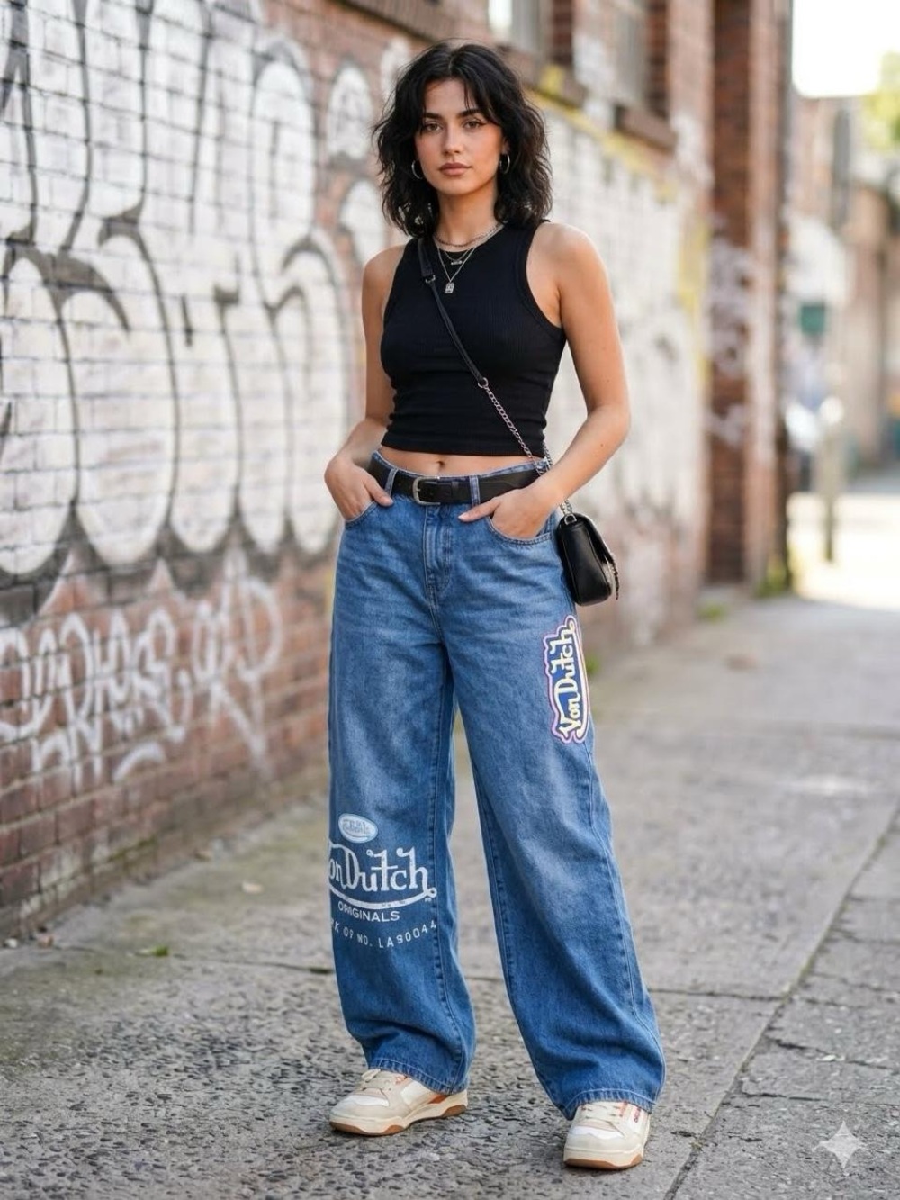 NWT Von Dutch Originals Baggy Extra Wide Leg Graphic Denim Jeans SZ 30